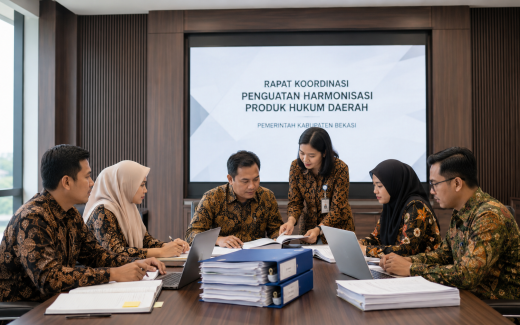 Ilustrasi rapat harmonisasi produk hukum daerah Pemerintah Kabupaten Bekasi