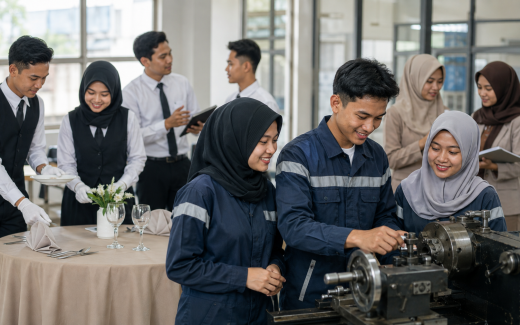 Ilustrasi lulusan SMK Jawa Barat mengikuti persiapan kerja internasional