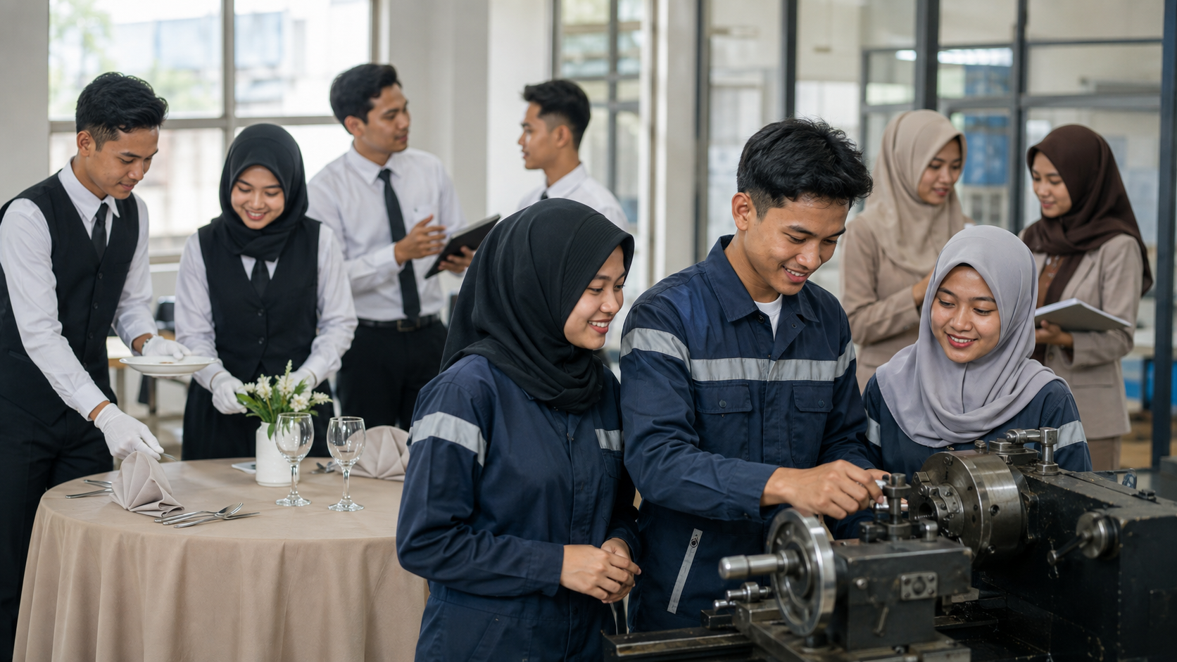 Ilustrasi lulusan SMK Jawa Barat mengikuti persiapan kerja internasional