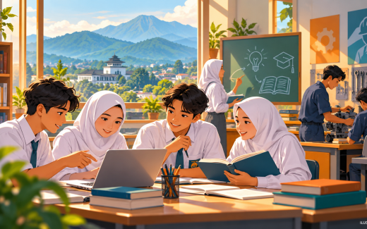 Ilustrasi AI kegiatan belajar dan pelatihan di Jawa Barat