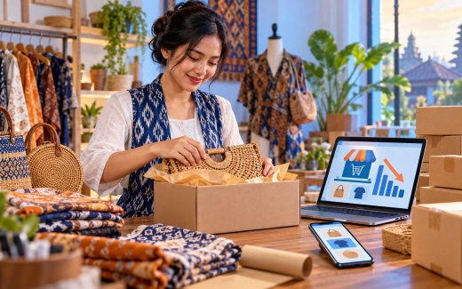 Pelaku UMK Indonesia mengemas kerajinan dan fesyen untuk penjualan melalui marketplace