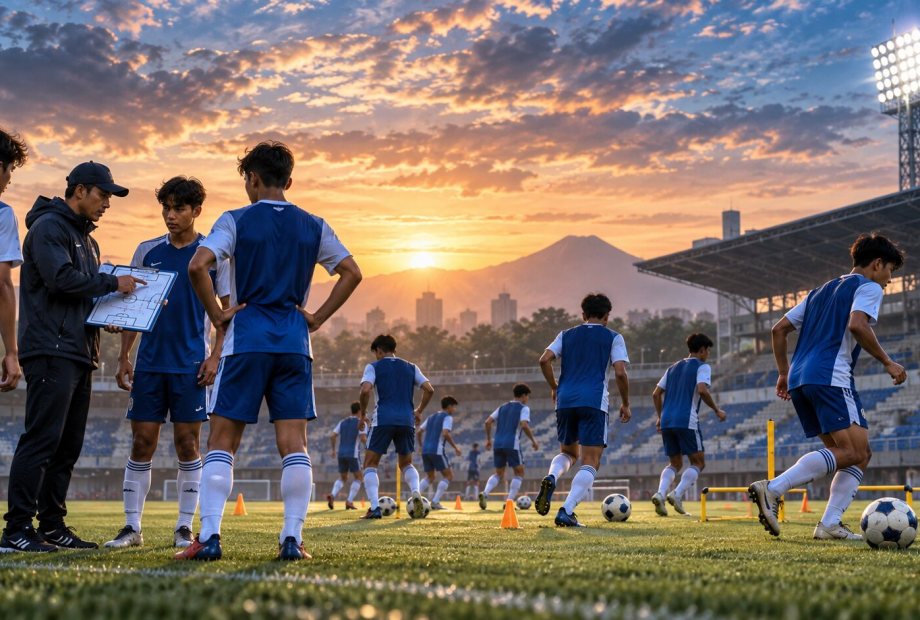 Pemain sepak bola U-17 berlatih menjelang final Piala Soeratin 2026